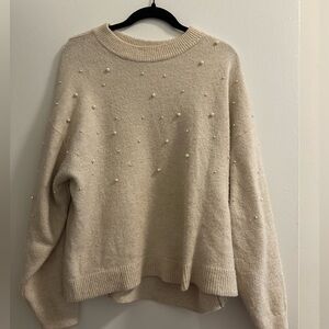 H&M Cream Sweater with Pearl Accents